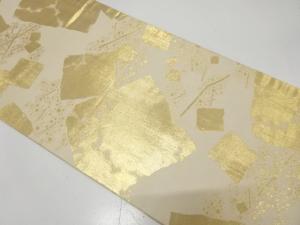 破れ色紙に箔散らし模様織り出し　丸帯